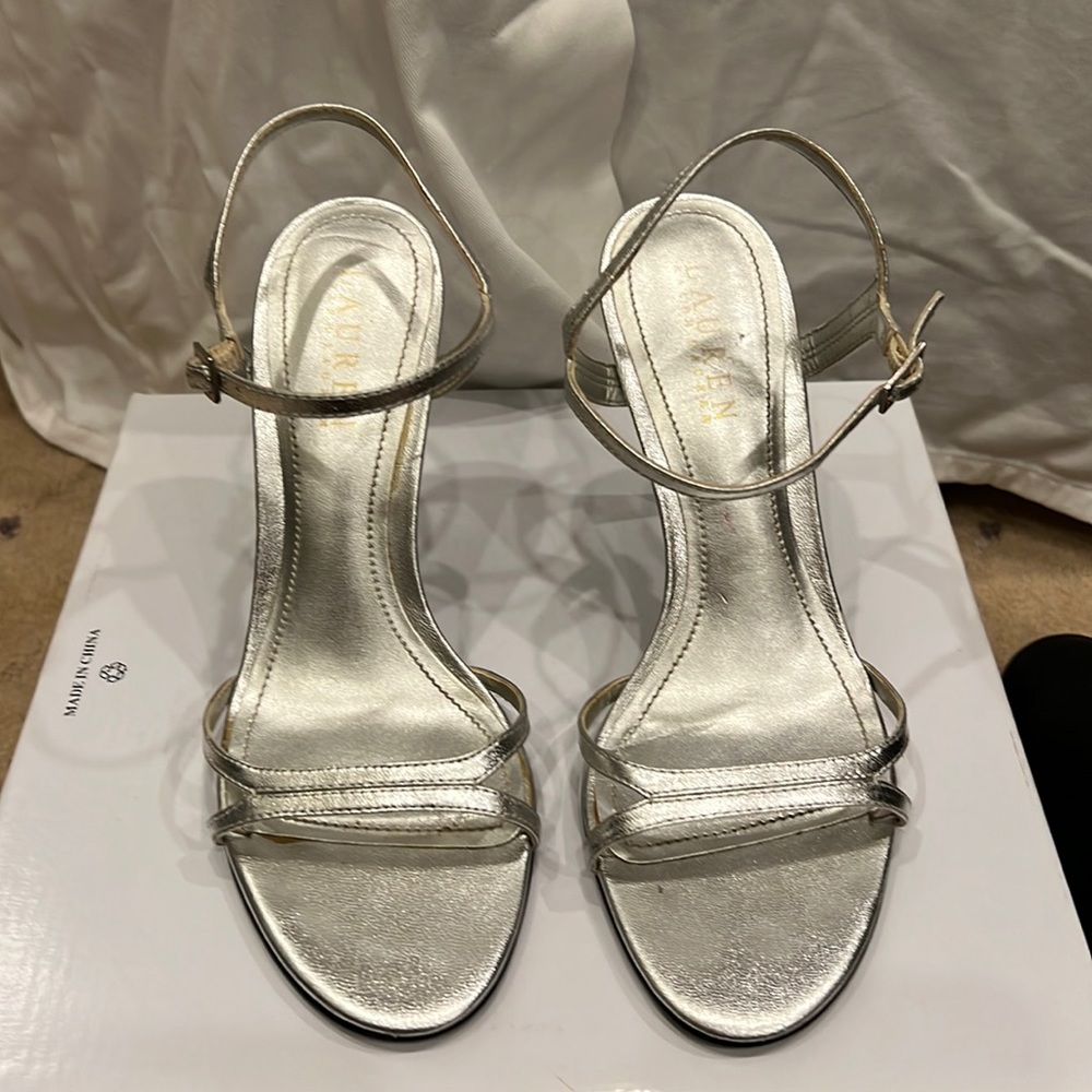 Lauren Ralph Lauren silver straps heels size 7